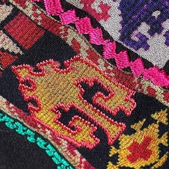 Tanvi Kedia Anthropologie Patchwork Embroidered Chevron Midi Boho Dress - Picture 15 of 16